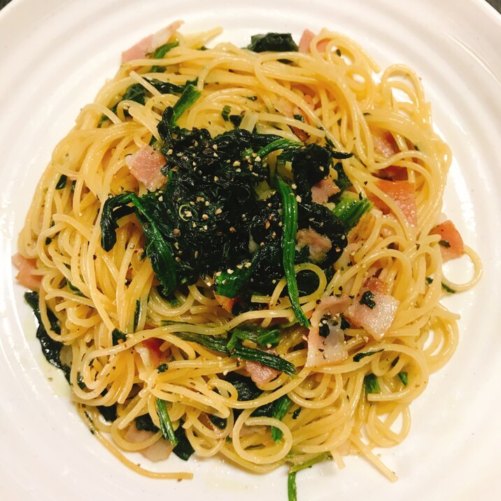 絶品!ほうれん草のバターポン酢パスタ 61円
